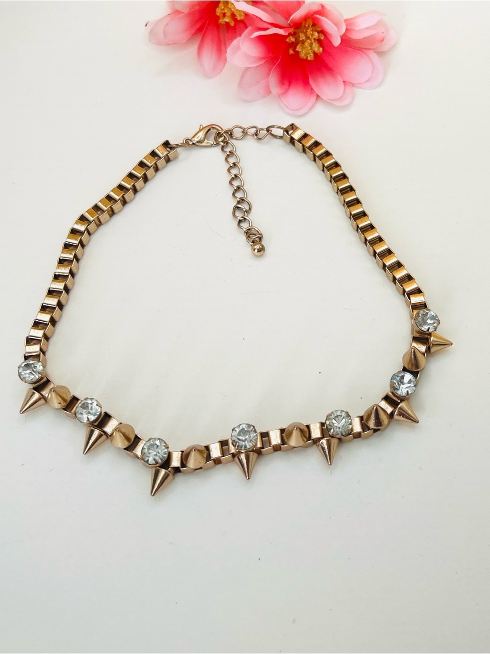 Gold-Tone Spike Crystal Choker Necklace - Women Jewelry